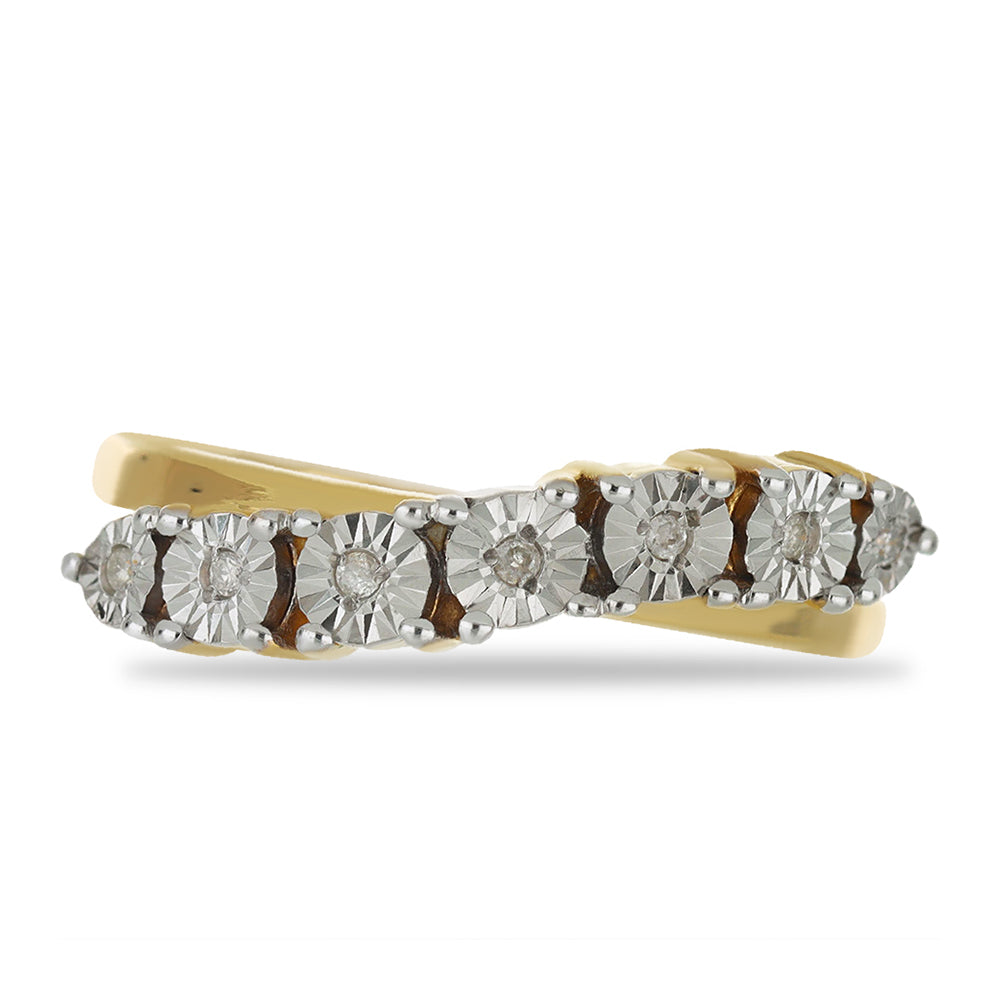 Anillo de Plata Bañada en Oro con Diamante blanco 1 