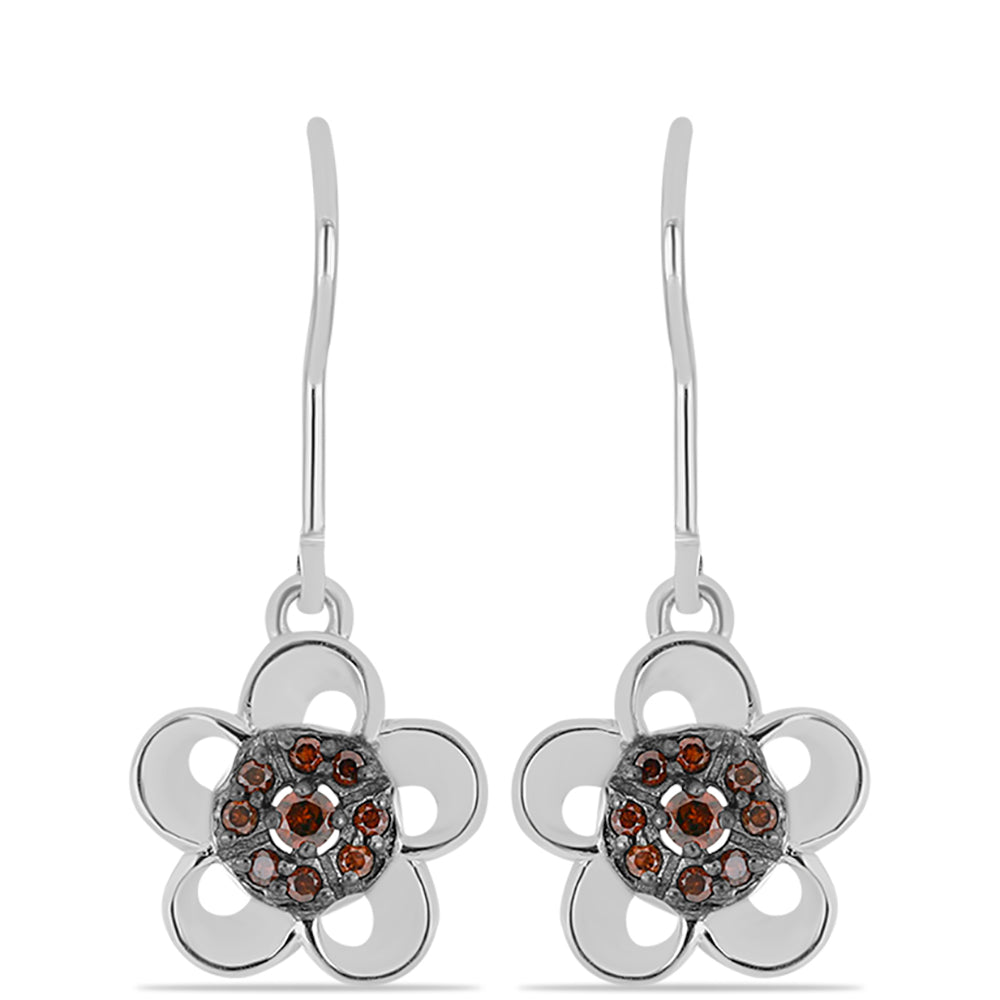 Pendientes de Plata con Diamante Rojo