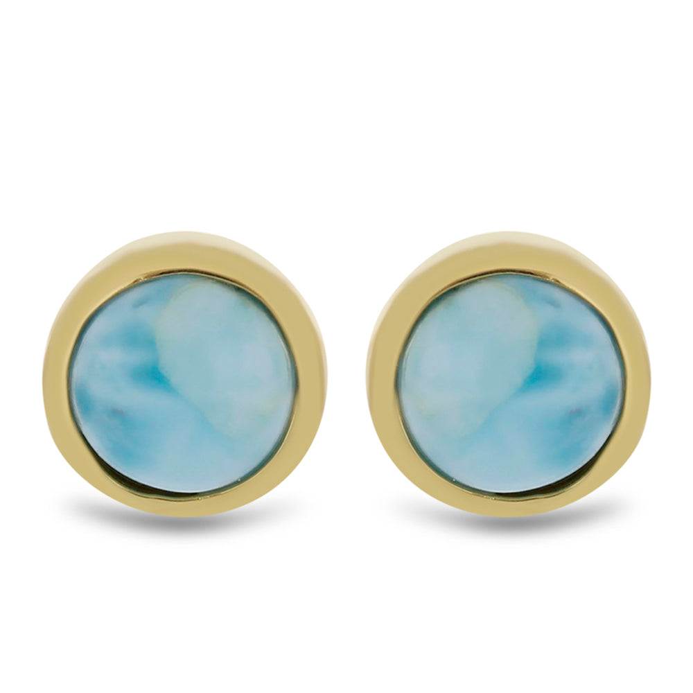 Pendientes de Plata Bañada en Oro con Larimar 1 