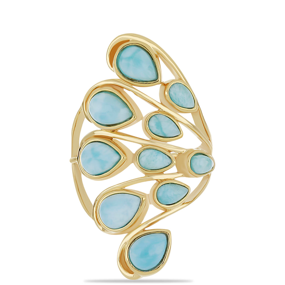 Anillo de Plata Bañada en Oro con Larimar 1 