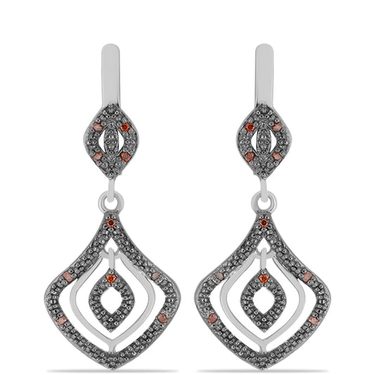 Pendientes de Plata con Diamante Rojo