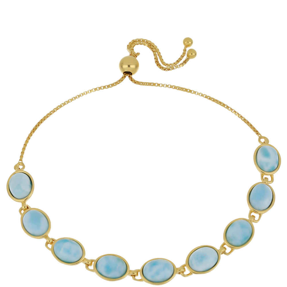 Pulsera de Plata Bañada en Oro con Larimar