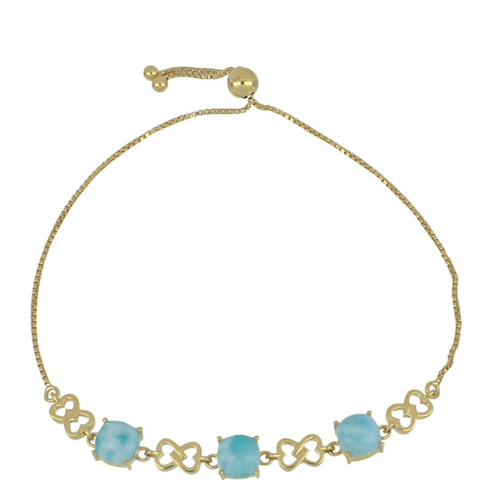 Pulsera de Plata Bañada en Oro con Larimar