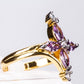 Conjunto de Aleación Bañado en Oro con Cristal Emporia® Púrpura (Collar +Pendientes +Anillo +Colgante )