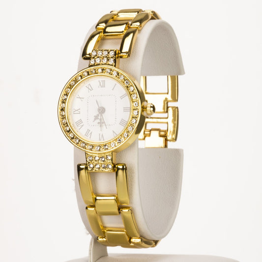 Reloj de Aleación Bañado en Oro con Cristal Emporia® Blanco